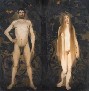 Adam and Eve by Harald Slott-Moller Oil Painting