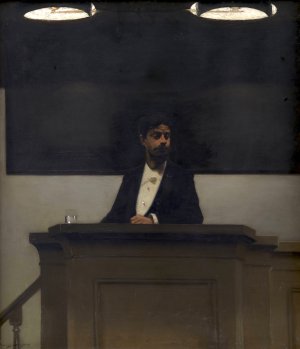 Georg Brandes at the University of Copenhagen by Harald Slott-Moller Oil Painting