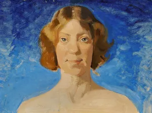 Portraet af malerinden Bertha Dorph by Harald Slott-Moller Oil Painting