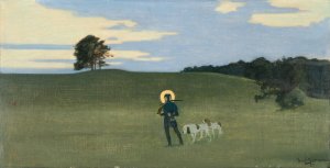 St Hubertus by Harald Slott-Moller Oil Painting