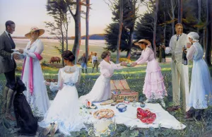 The Afternoon Picnic by Harald Slott-Moller - Oil Painting Reproduction