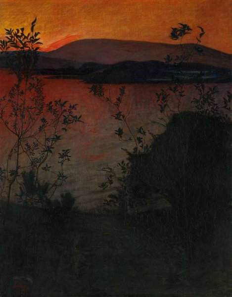 Main Product Photo of Evening Glow  Painting by Harald Sohlberg