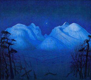 Winter Night in the Mountains by Harald Sohlberg Oil Painting