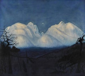 Winter Night in the Mountains by Harald Sohlberg Oil Painting