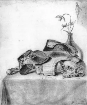Vanitas Still-Life with Gorget and Cuirass Oil painting by Harmen Steenwijck