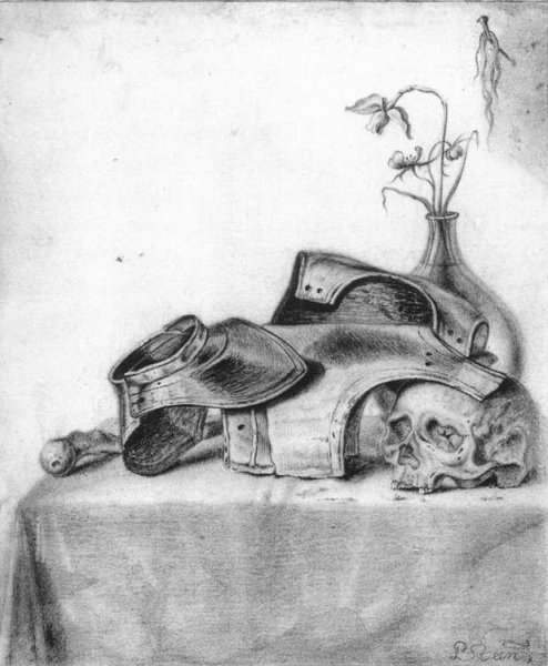 Vanitas Still-Life with Gorget and Cuirass by Harmen Steenwijck - Hand-Painted Oil Painting Reproduction