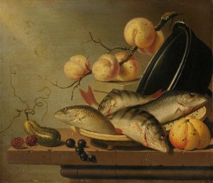 Still Life with Fish and Fruit by Harmen Steenwyck Oil Painting
