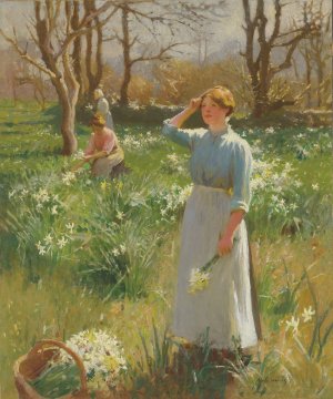 Daffodils by Harold Charles Francis Harvey Oil Painting