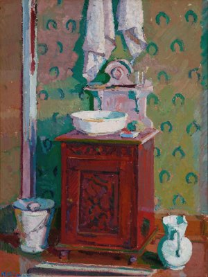 Interior with a washstand by Harold Gilman Oil Painting