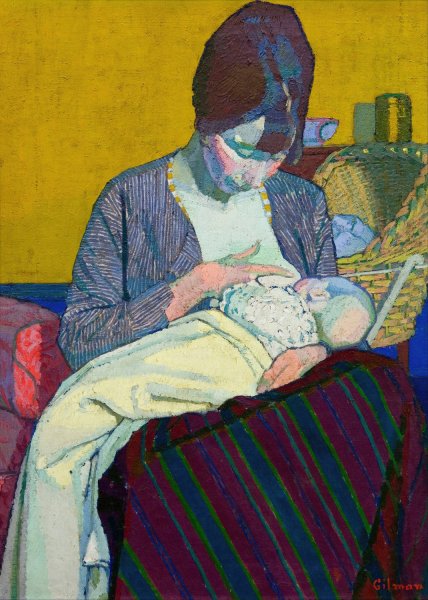 Mother and Child  by Harold Gilman - Hand-Painted Oil Painting Reproduction