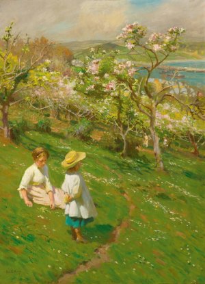 Springtime In The Orchard by Harold Harvey Oil Painting