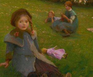 The lilac doll by Harold Harvey Oil Painting