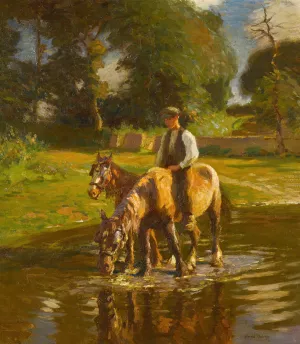 The watering place by Harold Harvey The watering place by Harold Harvey Oil Painting