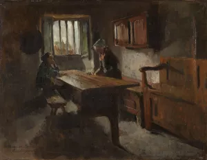 Farm Interior from Rochefort-en-terre, Brittany by Harriet Backer Oil Painting