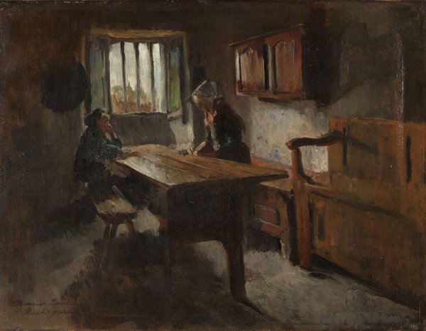 Farm Interior from Rochefort-en-terre, Brittany  by Harriet Backer - Hand-Painted Oil Painting Reproduction