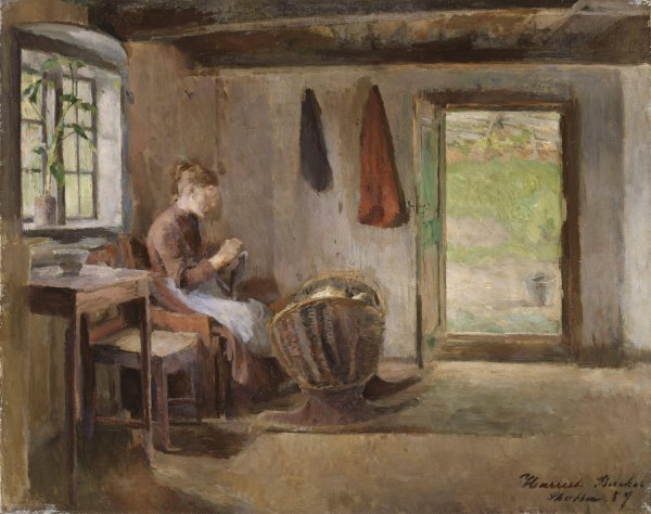 Farm Interior, Skotta in Baerum  by Harriet Backer - Hand-Painted Oil Painting Reproduction