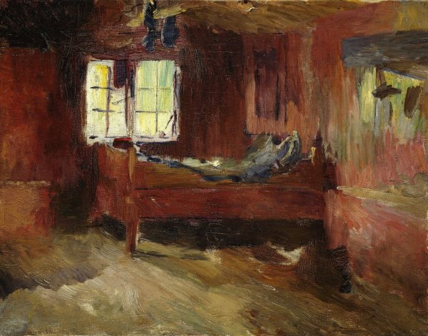 Farm Interior, Stralsjohaugen  by Harriet Backer - Hand-Painted Oil Painting Reproduction