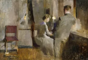 Music, Interior from Paris by Harriet Backer Oil Painting