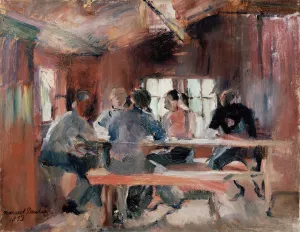 Study for Card Players by Harriet Backer Oil Painting