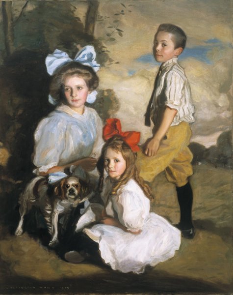 Main Product Photo of Portrait of Three Knox Children  Painting by Harrington Mann