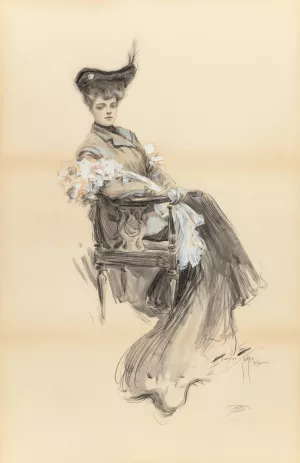 A Lady of Leisure by Harrison Fisher Oil Painting