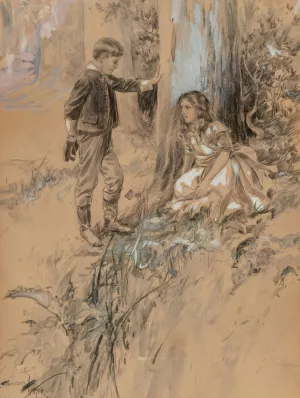 Boy and Girl by Harrison Fisher Oil Painting