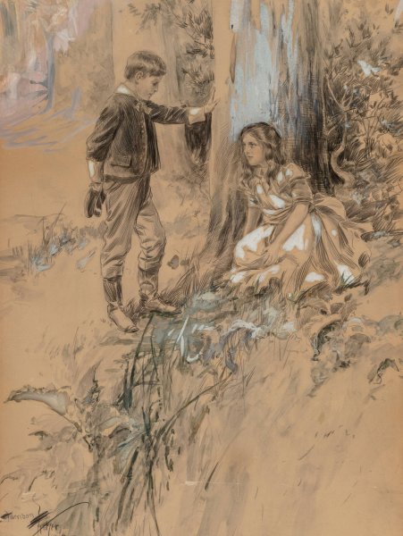 Main Product Photo of Boy and Girl  Painting by Harrison Fisher