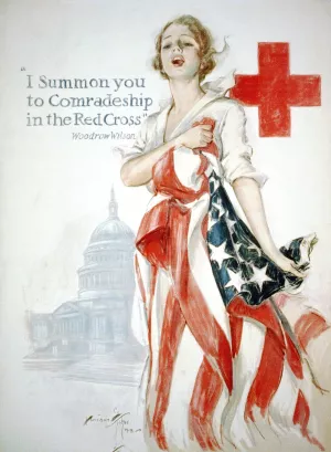 I summon you to comradeship in the Red Cross by Harrison Fisher Oil Painting