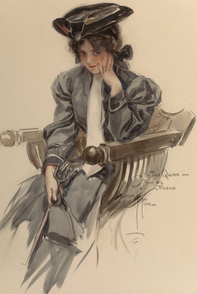 Modern Woman  by Harrison Fisher - Hand-Painted Oil Painting Reproduction