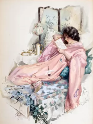 The Letter by Harrison Fisher - Oil Painting Reproduction