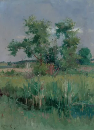 Impressionist View of Trees and a Stream by Harry Aiken Vincent Oil Painting