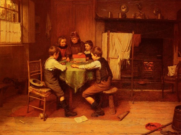 Afternoon Games by Harry Brooker - Hand-Painted Oil Painting Reproduction