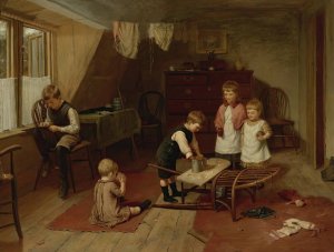 Children at play by Harry Brooker Oil Painting