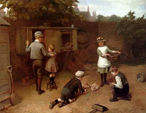 Feeding Time by Harry Brooker - Oil Painting Reproduction