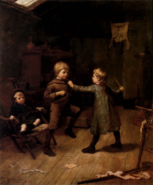 Main Product Photo of Playing At Horse-And-Cart Painting by Harry Brooker