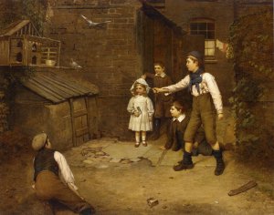Training the Pigeons by Harry Brooker Oil Painting