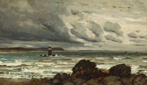 Seascape with Lighthouse Oil painting by Harry Chase
