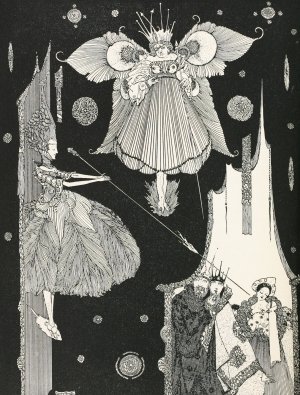 At this very instant the young fairy came out from behind the hangings by Harry Clarke Oil Painting