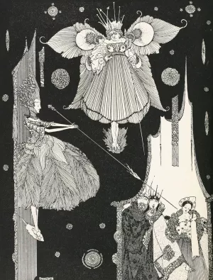 At this very instant the young fairy came out from behind the hangings by Harry Clarke At this very instant the young fairy came out from behind the hangings by Harry Clarke Oil Painting