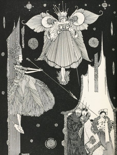 Main Product Photo of At this very instant the young fairy came out from behind the hangings  Painting by Harry Clarke