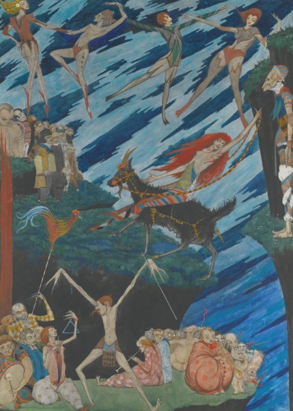 Main Product Photo of I'll Fly From This Place, With One Bound, To Hell, Or Anywhere, To Leave 'em Painting by Harry Clarke