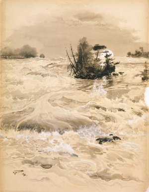 The American Rapids by Moonlight by Harry Fenn Oil Painting