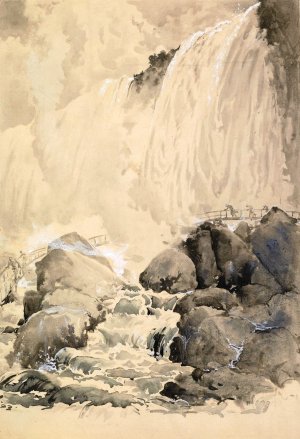 View of the American Falls, from below the Cave of the Winds  by Harry Fenn Oil Painting
