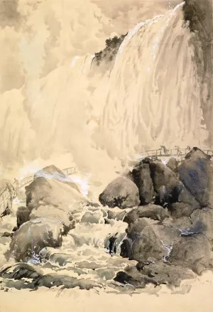 View of the American Falls, from below the Cave of the Winds  by Harry Fenn Oil Painting