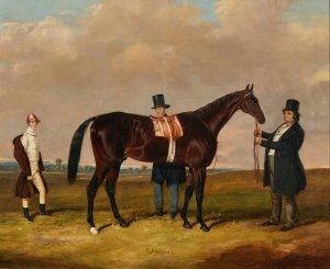 Lord Howth, With His Racehorse 'St. Lawrence,' His Trainer, And His Jockey, Ford by Harry Hall Oil Painting