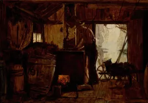 Tarring the Nets by Harry Herman Roseland Oil Painting