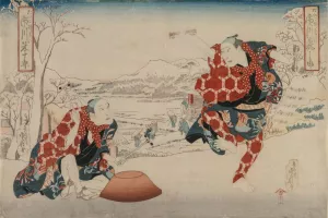 Ichikawa Norinosuke and Ichikawa Yonejuro as Morihachi and Yonehachi, Two Comedians by Hasegawa Sadanobu Oil Painting