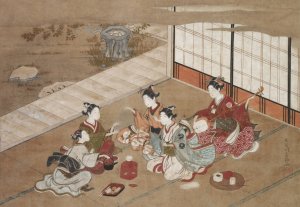Playing the 'Hand Game' by Hasegawa Yasumasa Oil Painting