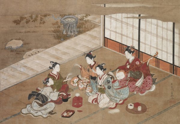 Main Product Photo of Playing the 'Hand Game'  Painting by Hasegawa Yasumasa
