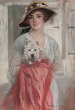 Posing with Her Terrier by Haskell Coffin Oil Painting